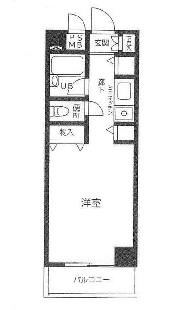 小田急小田原線 相武台前駅 徒歩3分 5階建 築33年(ワンルーム/2階)の間取り写真