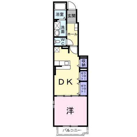 ベルアンジュ(1DK/1階)の間取り写真