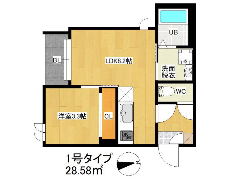 REGALEST LIETO 大橋(1LDK/3階)の間取り写真