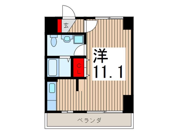 グリシーヌ響(ワンルーム/3階)の間取り写真