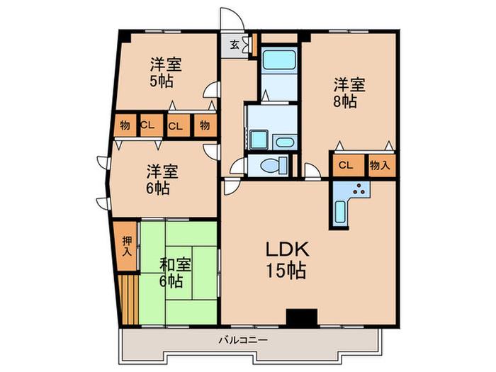 パティーナ社台(4LDK/4階)の間取り写真