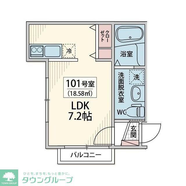 ヒュッゲI(ワンルーム/1階)の間取り写真