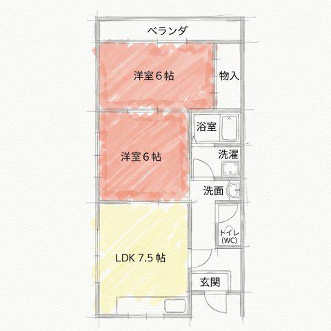 グリーンハイツ栄(2DK/2階)の間取り写真