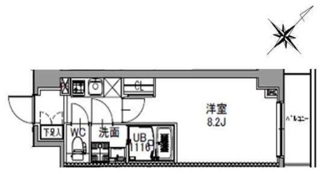 S-RESIDENCE王子ウエスト(1K/4階)の間取り写真