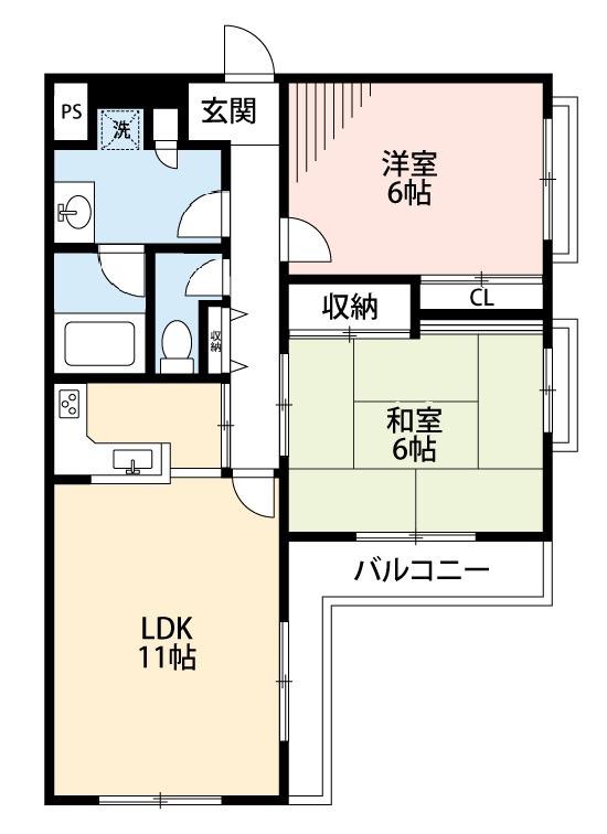 ビバーチェ(2LDK/2階)の間取り写真
