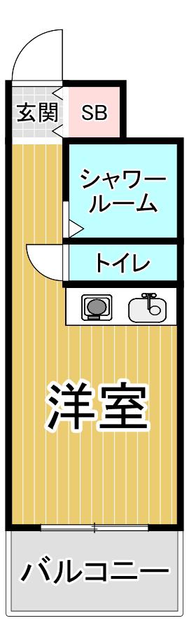 ロワイヤル北野(ワンルーム/3階)の間取り写真