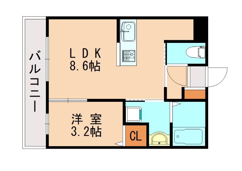 フィ―リックス和白丘(1LDK/2階)の間取り写真