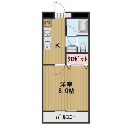 パークプレイスみしま(1K/2階)の間取り写真