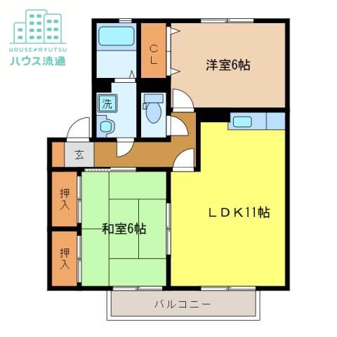 セジュールJIN(2LDK/2階)の間取り写真