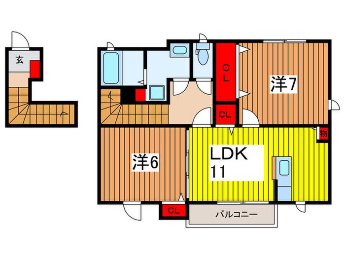 ウィンドガーデン(2LDK/2階)の間取り写真
