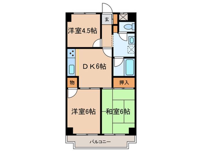 シャトーサンハイム(3DK/5階)の間取り写真