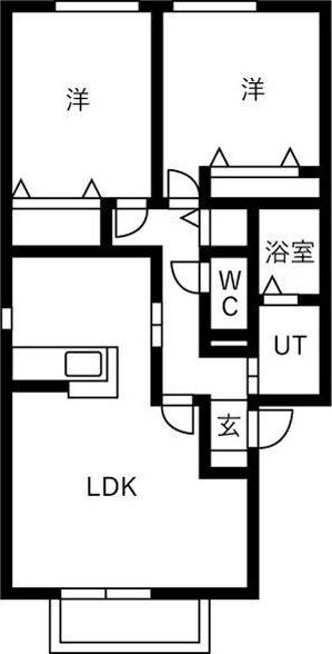 オークヒルズ(2LDK/1階)の間取り写真