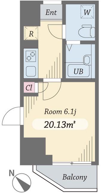 ダイヤモンドタワー西小山(1K/5階)の間取り写真