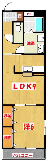 グランドールK(1LDK/3階)の間取り写真