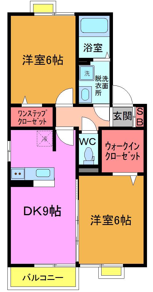 メゾンベールイースト(2DK/2階)の間取り写真