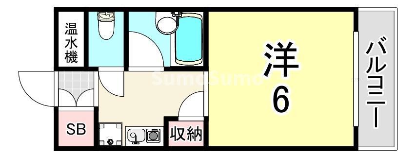 ソレイユ武庫川(1K/1階)の間取り写真
