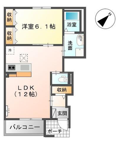 ディアナコート(1LDK/1階)の間取り写真