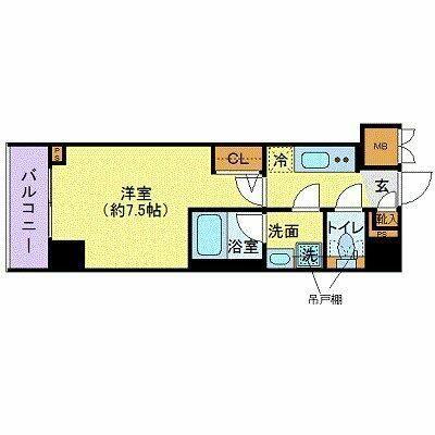 ズーム市谷本村町(1K/6階)の間取り写真