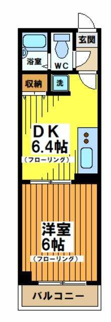 神山ビル(1DK/4階)の間取り写真