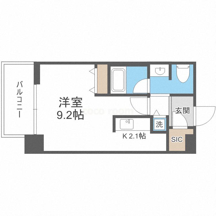 クロスレジデンス大阪新町(1LDK/13階)の間取り写真