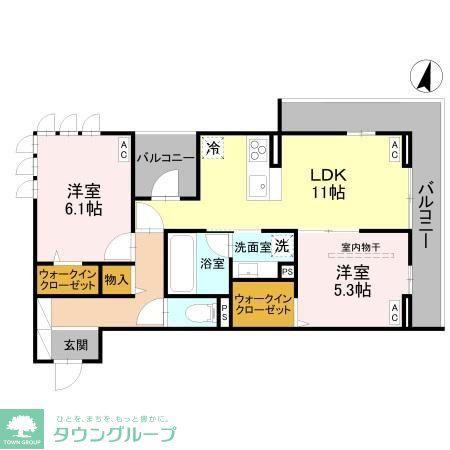 ウエストスクエア(2LDK/2階)の間取り写真