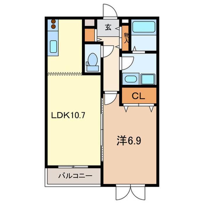 ミルクリーク川口(1LDK/1階)の間取り写真