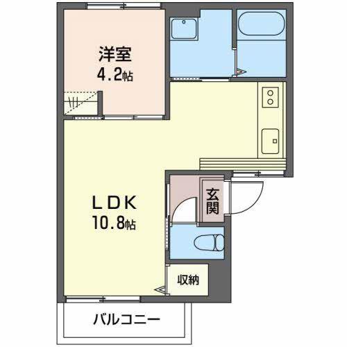 エステート日永 B棟(1LDK/2階)の間取り写真