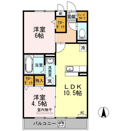 カーサ エスペランサII(2LDK/3階)の間取り写真