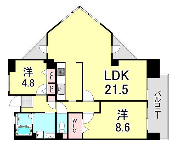 UR西宮マリナパークシティ丘のある街 1号棟(2LDK/11階)の間取り写真
