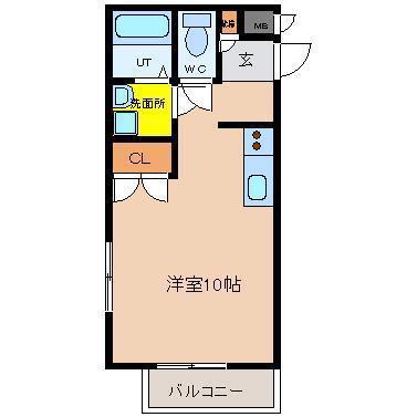ルート宮崎(ワンルーム/1階)の間取り写真