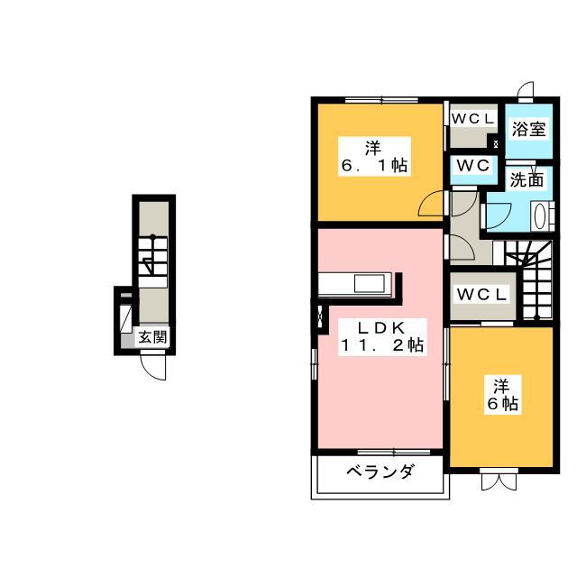 ゴールデンステージ旭 A棟(2LDK/2階)の間取り写真