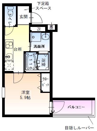 フジパレス杉本町駅北(1K/1階)の間取り写真