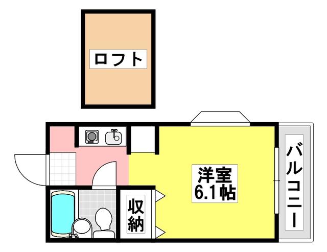 エステートピアニシケン(ワンルーム/2階)の間取り写真