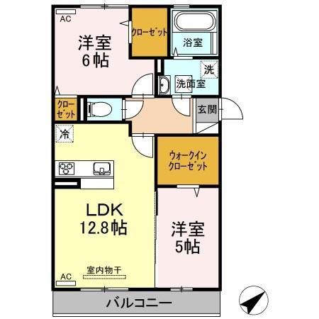 D-ROOMそら(2LDK/1階)の間取り写真
