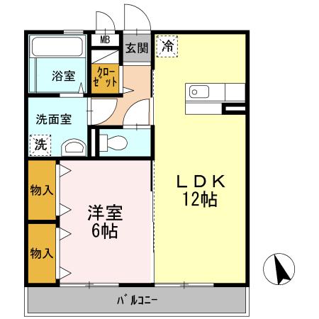 KファインA(1LDK/2階)の間取り写真