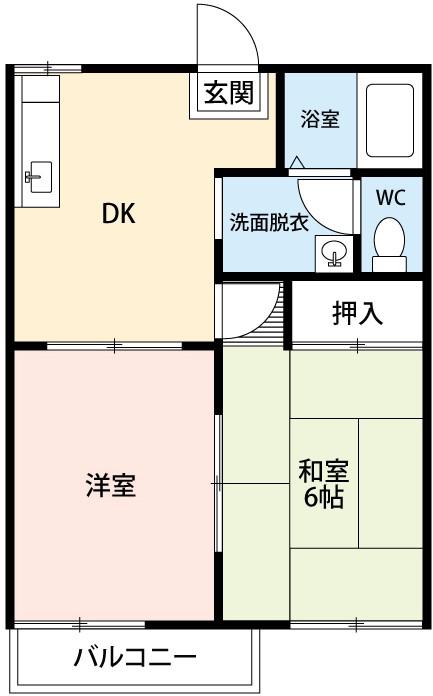 コンフォルト21(2DK/2階)の間取り写真