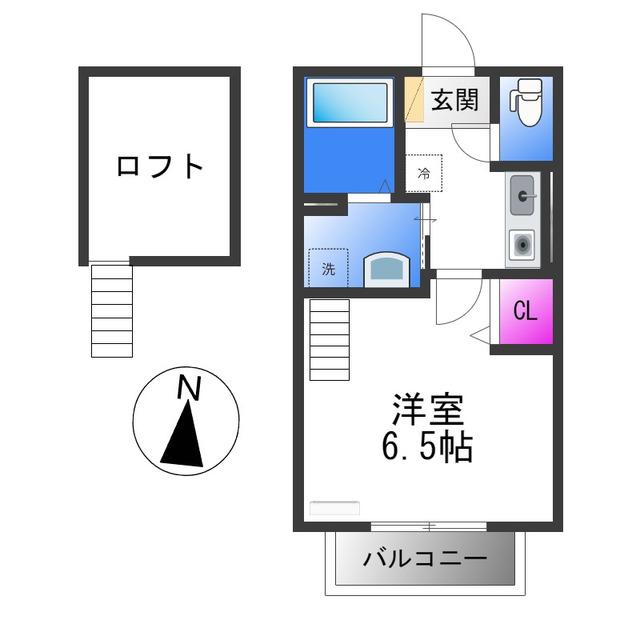 M´Sエクレール(1K/2階)の間取り写真
