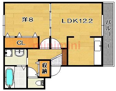 ウエストフィールド(1LDK/2階)の間取り写真