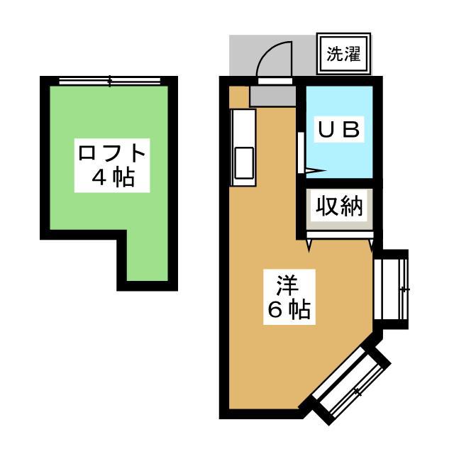 剛荘(ワンルーム/2階)の間取り写真