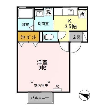 モア紫竹(1K/2階)の間取り写真