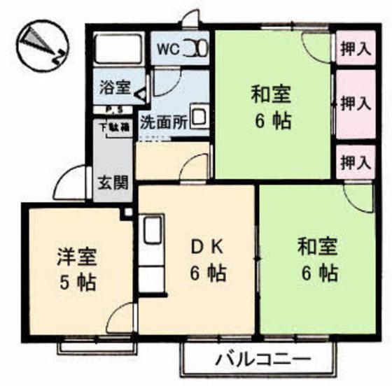 フレグランス中井(3DK/2階)の間取り写真