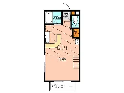 ベルメゾン弐番館(ワンルーム/2階)の間取り写真