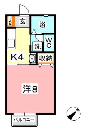 ニングル土倉B棟(1K/1階)の間取り写真