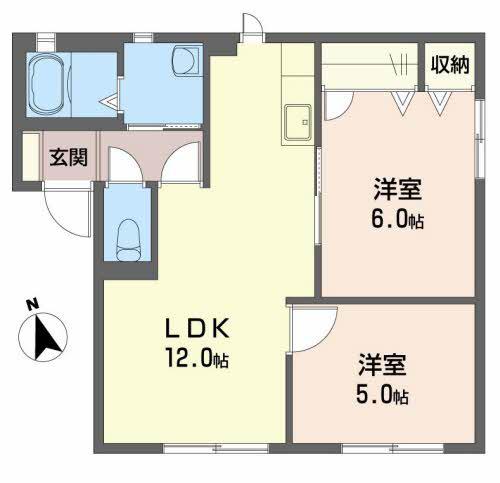 バリュージュ宮下(2LDK/2階)の間取り写真