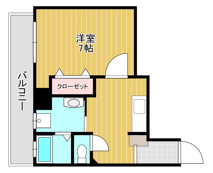 グレンフォレスト到津(1K/6階)の間取り写真