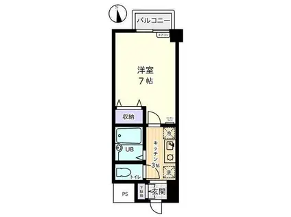 信開グラビス城川原(1K/7階)の間取り写真