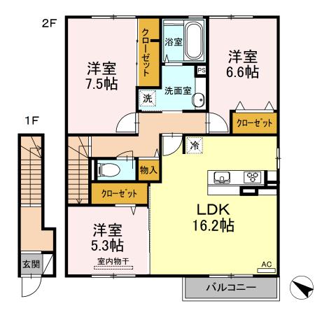 マルベリー草戸(3LDK/2階)の間取り写真