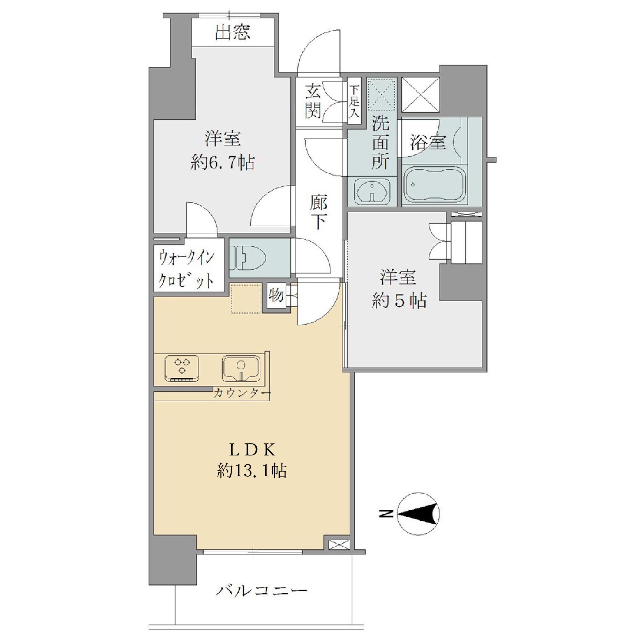 勝どきビュータワー(2LDK/31階)の間取り写真