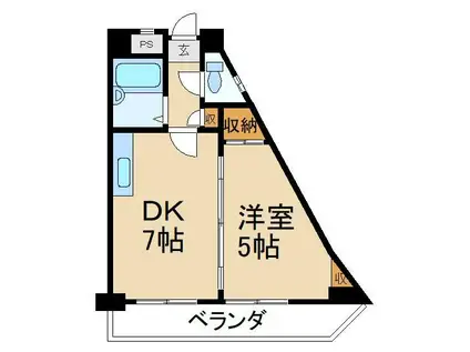 エム・ケイ7東香里園(1DK/5階)の間取り写真