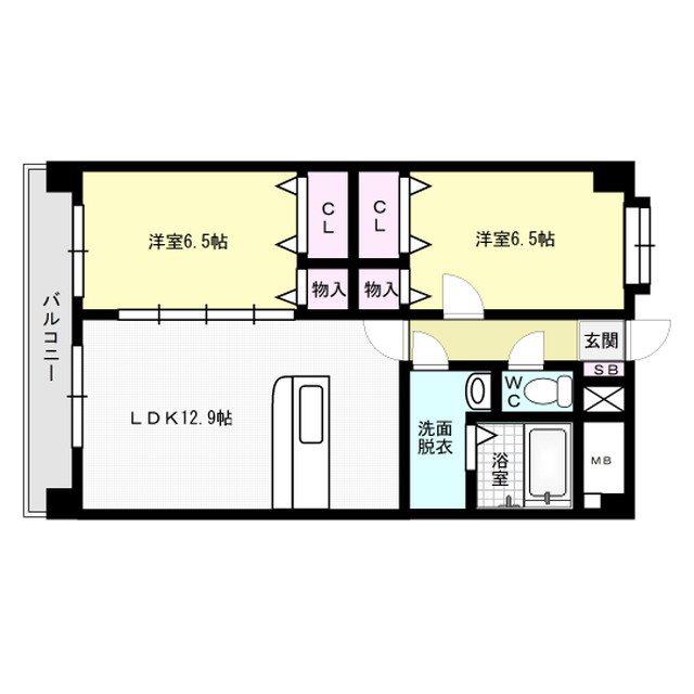 アクロスグランデージ(2LDK/5階)の間取り写真